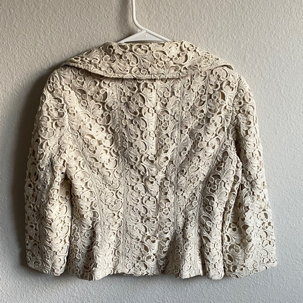 Women’s Kay Unger Cream Lace Blazer - Picture 8 of 16